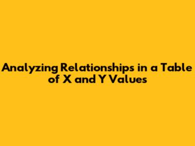 Analyzing Relationships in a Table of X and Y Values