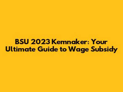 BSU 2023 Kemnaker: Your Ultimate Guide to Wage Subsidy