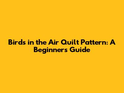 Birds in the Air Quilt Pattern: A Beginner's Guide