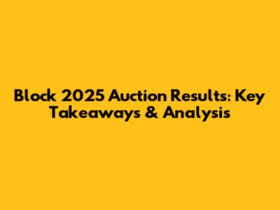 Block 2025 Auction Results: Key Takeaways & Analysis