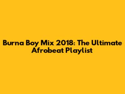 Burna Boy Mix 2018: The Ultimate Afrobeat Playlist