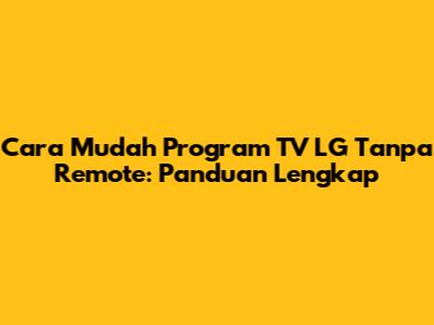 Cara Mudah Program TV LG Tanpa Remote: Panduan Lengkap