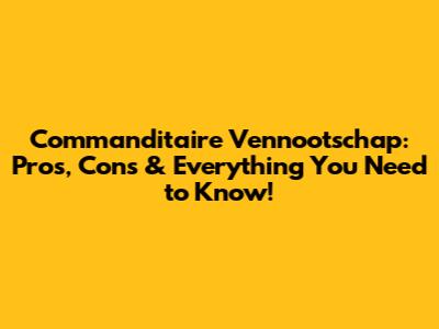 Commanditaire Vennootschap: Pros, Cons & Everything You Need to Know!