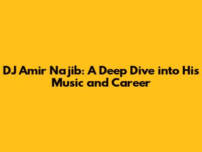 DJ Amir Najib: A Deep Dive into His Music and Career