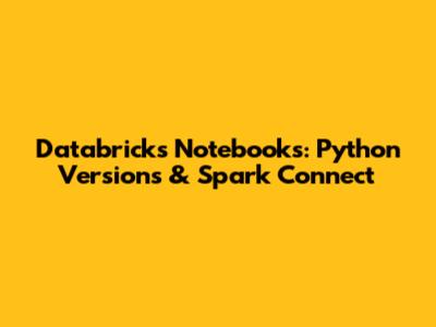 Databricks Notebooks: Python Versions & Spark Connect