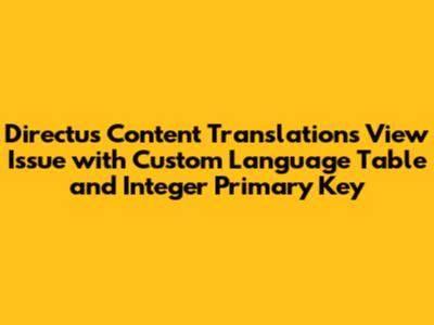 Directus Content Translations View Issue with Custom Language Table and Integer Primary Key