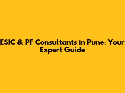 ESIC & PF Consultants in Pune: Your Expert Guide
