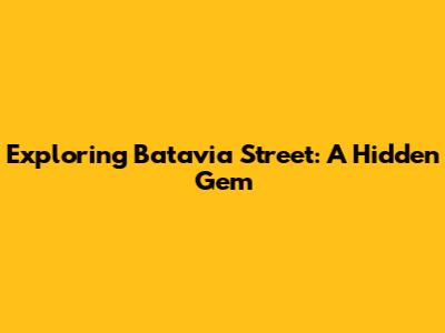 Exploring Batavia Street: A Hidden Gem
