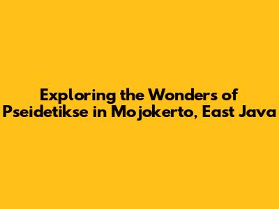 Exploring the Wonders of Pseidetikse in Mojokerto, East Java
