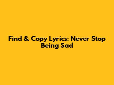 Find & Copy Lyrics: Never Stop Being Sad
