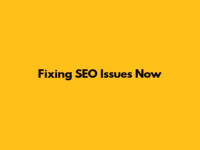Fixing SEO Issues Now