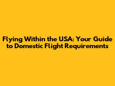 Flying Within the USA: Your Guide to Domestic Flight Requirements