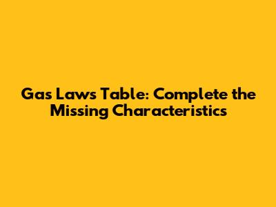 Gas Laws Table: Complete the Missing Characteristics