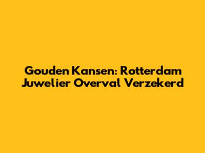 Gouden Kansen: Rotterdam Juwelier Overval Verzekerd