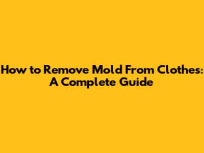 How to Remove Mold From Clothes: A Complete Guide