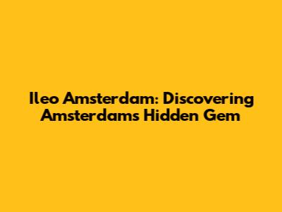 Ileo Amsterdam: Discovering Amsterdam's Hidden Gem
