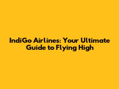 IndiGo Airlines: Your Ultimate Guide to Flying High