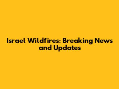 Israel Wildfires: Breaking News and Updates