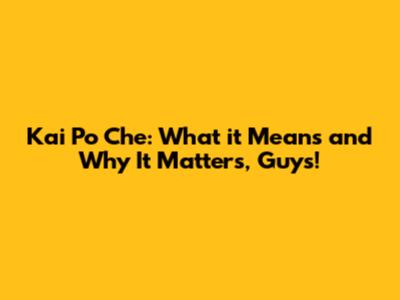 Kai Po Che: What it Means and Why It Matters, Guys!