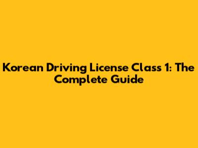Korean Driving License Class 1: The Complete Guide
