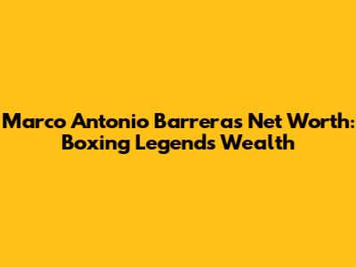 Marco Antonio Barrera's Net Worth: Boxing Legend's Wealth