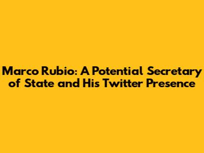 Marco Rubio: A Potential Secretary of State and His Twitter Presence