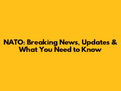 NATO: Breaking News, Updates & What You Need to Know