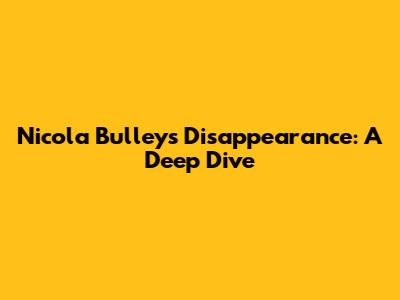 Nicola Bulley's Disappearance: A Deep Dive