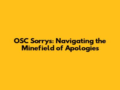 OSC Sorrys: Navigating the Minefield of Apologies