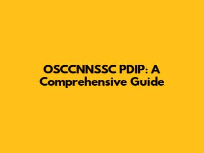 OSCCNNSSC PDIP: A Comprehensive Guide