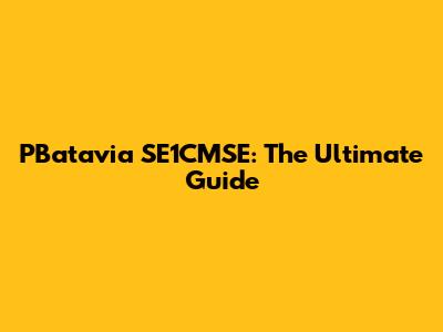PBatavia SE1CMSE: The Ultimate Guide