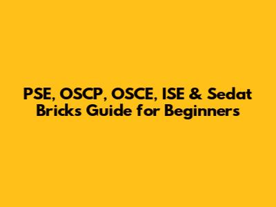PSE, OSCP, OSCE, ISE & Sedat Bricks Guide for Beginners