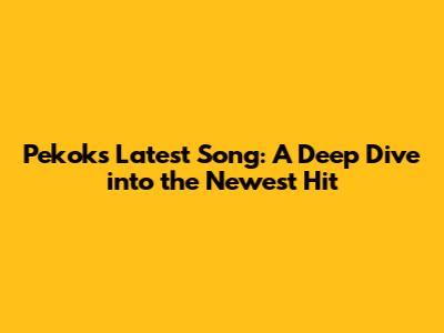 Pekok's Latest Song: A Deep Dive into the Newest Hit