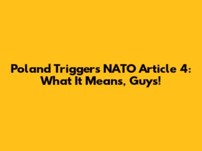 Poland Triggers NATO Article 4: What It Means, Guys!
