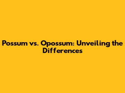 Possum vs. Opossum: Unveiling the Differences