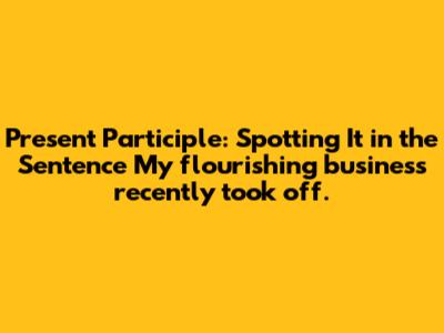 Present Participle: Spotting It in the Sentence "My flourishing business recently took off."