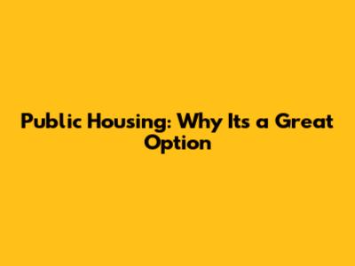 Public Housing: Why It's a Great Option