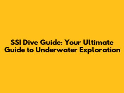SSI Dive Guide: Your Ultimate Guide to Underwater Exploration