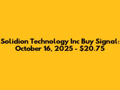 Solidion Technology Inc Buy Signal: October 16, 2025 - $20.75