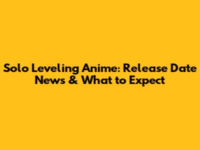 Solo Leveling Anime: Release Date News & What to Expect