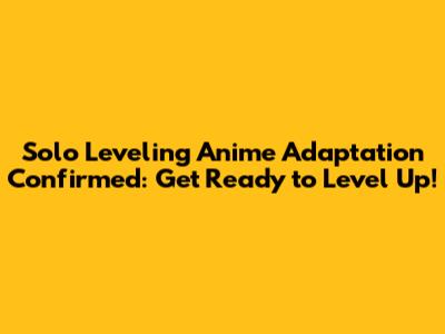 Solo Leveling Anime Adaptation Confirmed: Get Ready to Level Up!