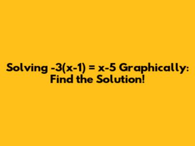 Solving -3(x-1) = x-5 Graphically: Find the Solution!