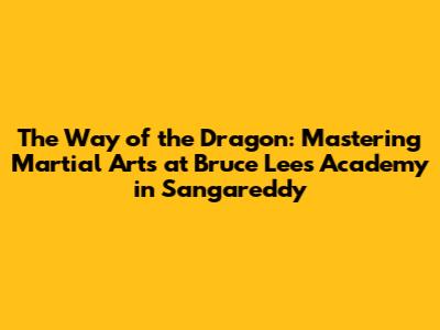 The Way of the Dragon: Mastering Martial Arts at Bruce Lee's Academy in Sangareddy