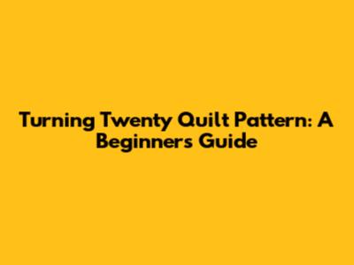 Turning Twenty Quilt Pattern: A Beginner's Guide