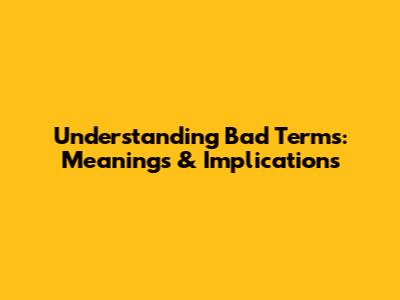 Understanding Bad Terms: Meanings & Implications