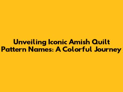 Unveiling Iconic Amish Quilt Pattern Names: A Colorful Journey