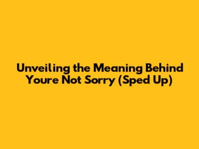Unveiling the Meaning Behind 'You're Not Sorry' (Sped Up)