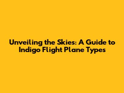 Unveiling the Skies: A Guide to Indigo Flight Plane Types