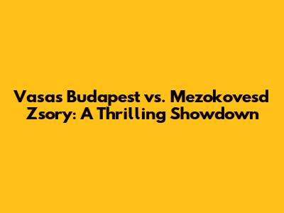 Vasas Budapest vs. Mezokovesd Zsory: A Thrilling Showdown