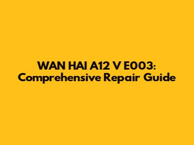 WAN HAI A12 V E003: Comprehensive Repair Guide